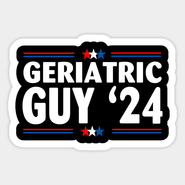 Geriatric Guy '24 American Flag Sticker by Spit in my face PODCAST